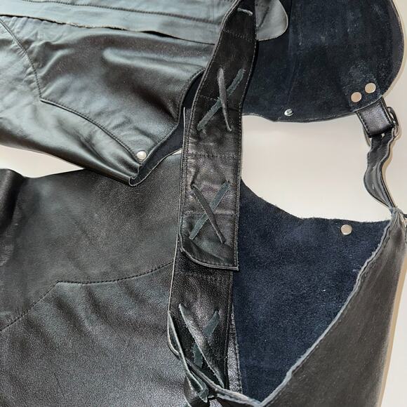 VTG Motorcycle Leather Chaps Women's Medium Genuine Leather by Berman's - Picture 4 of 13